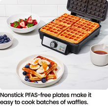 Chefman 4 Slice Belgian Waffle Maker w/ Adjustable Temperature, Stainless Steel