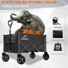 Collapsible Folding Wagon Cart, 350LBS Utility Large Capacity Cart Foldable Wagon with All Terrain Wheels, Grocery Wagons Carts for Garden Shopping Sports Camping