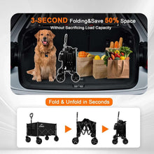 Collapsible Folding Wagon Cart, 350LBS Utility Large Capacity Cart Foldable Wagon with All Terrain Wheels, Grocery Wagons Carts for Garden Shopping Sports Camping