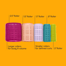 Conair Volumizing Self-Grip Hair Rollers, Assorted Multicolor 31-Pack With Travel Case