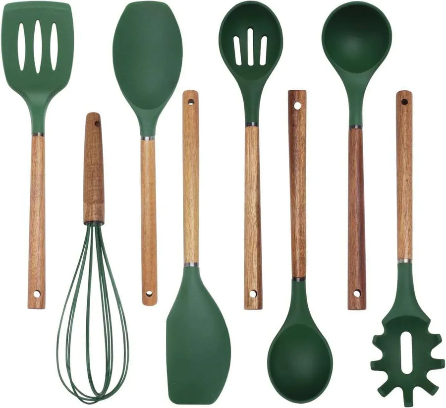 Country Kitchen 8-Pc Cooking Utensils Set Silicone Spatula & Kitchen G ...