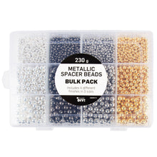 Cousin DIY 3600-Piece Metallic Spacer Bead Assortment with Case – 4mm, 6mm & 8mm Silver and Gold Beads for Jewelry Making