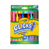 Crayola Clicks Retractable Markers, 10ct, Cone Tip Washable Markers, Cute School Supplies, Classroom Essentials, Gifts for Teachers and Kids, Ages 6+