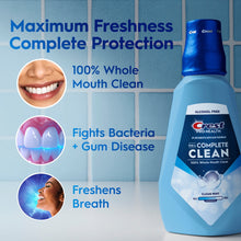Crest Mouthwash Pro Health Complete Clean, Alcohol Free, Clean Mint, 1 L, 2 Pack