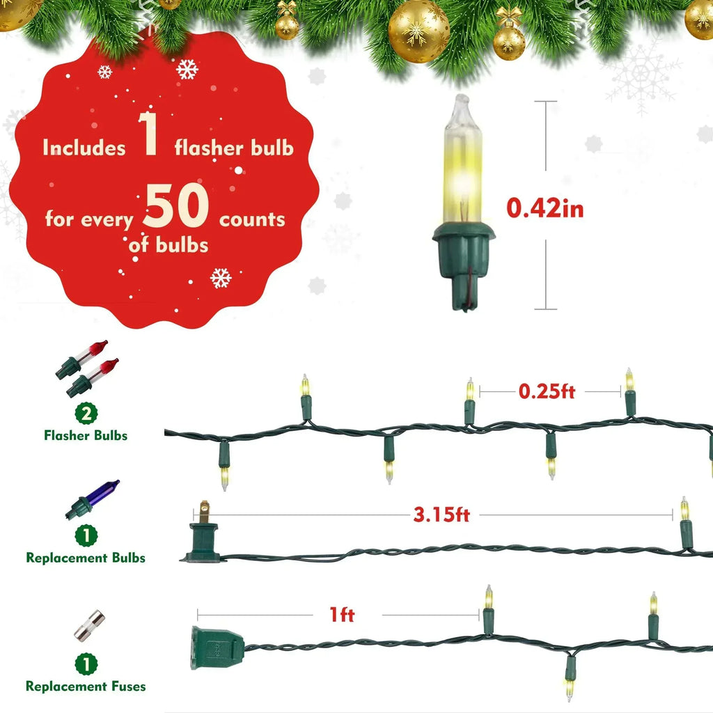 DAYBETTER Christmas String Lights, 16.4ft with 50 Count Mini Lights fo ...