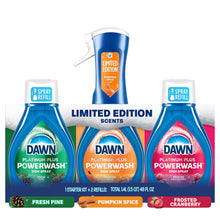 Dawn Platinum Plus Powerwash Dish Spray Bottle Set, Seasonal Variety Pack, 1 Spray Bottle + 2 Refills, 48 fl. oz.