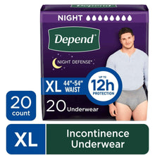 Depend Night Defense Incontinence Underwear for Men, Adult Diapers, XL, 20 Count