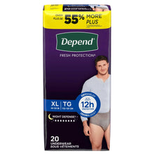 Depend Night Defense Incontinence Underwear for Men, Adult Diapers, XL, 20 Count