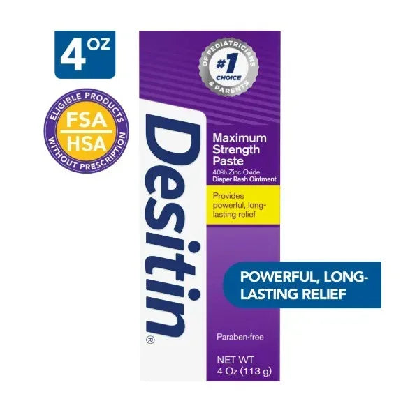 Desitin Maximum Strength Baby Diaper Rash Cream, Butt Paste with Zinc ...