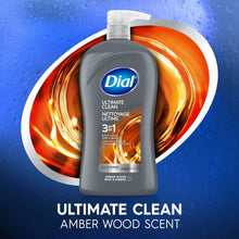 Dial Ultimate Clean 3-in-1 Men's Body Wash for Body, Hair & Face, Amber Wood Scent, 32 oz