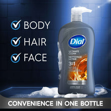 Dial Ultimate Clean 3-in-1 Men's Body Wash for Body, Hair & Face, Amber Wood Scent, 32 oz