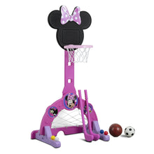 Disney Minnie Mouse 4-in-1 Sports Center – Adjustable Basketball Hoop, Soccer/Hockey Net & Golf, Pink