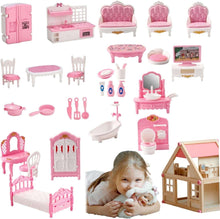 Dollhouse Furniture Set Accessories,Small Dollhouse Miniature Pretend Play Family Toys Gift,Toddler Boy Girl Kid 3Y+ Mini Bedroom/Livingroom/Bathroom/Kitchen