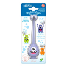 Dr. Brown's ToothScrubber Toothbrush, 3-Sided, Color Changing Bristles, Suction Base, Purple, 1-4Y