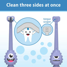 Dr. Brown's ToothScrubber Toothbrush, 3-Sided, Color Changing Bristles, Suction Base, Purple, 1-4Y