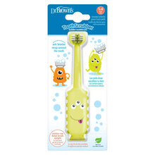 Dr. Brown's ToothScrubber Toothbrush, 3-Sided, Color Changing Bristles, Suction Base, Yellow, 1-4Y