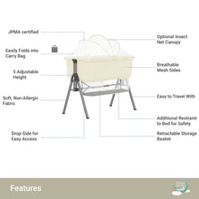 Dream On Me Lotus Bassinet and Bedside Sleeper in Ivory, Lightweight, Carry Bag Included