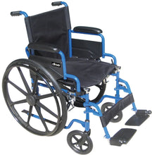 Drive Medical Blue Streak Wheelchair with Flipback Desk Arms, Elevating Leg Rests, 18" Seat, Steel Frame - Brands For Less USA