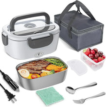 Electric Lunch Box Food Heater, AOKIWO 80W Electric Heating Lunch Boxes for Car/Men/Adults/Home/Work, 1.5L Removable 304 Stainless Steel Container, 110V/12V/24V, with Fork & Spoon - Brands For Less USA