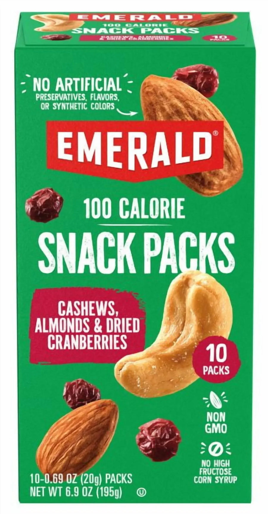 Emerald Nuts Cashews & Almonds with Dried Cranberries, 100 Calorie Pac ...