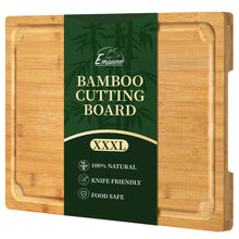 Empune Extra Large Bamboo Cutting Board, 19.9" Wooden Chopping Board for Kitchen with Juice Groove and Built-in Handles