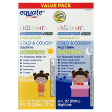 Equate Children’s Dye-Free Homeopathic Daytime & Nighttime Cold & Cough Liquid Combo Pack, 8 fl oz (2×4 fl oz) - Brands For Less USA