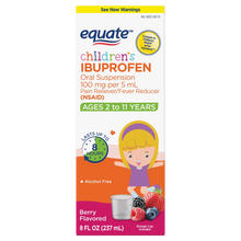 Equate Children’s Ibuprofen Oral Suspension, 100 mg/5 mL, Berry Flavor, Ages 2 to 11 Years, 8 fl oz - Brands For Less USA