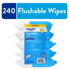 Equate Flushable Wet Wipes, Fresh Scent, 240 Wipes (5 Pack), Compare to Cottonelle