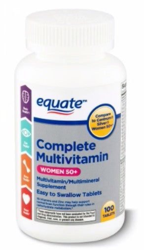 Equate Complete Multivitamin/Multimineral Supplement Tablets, Women 50+, 100 Count