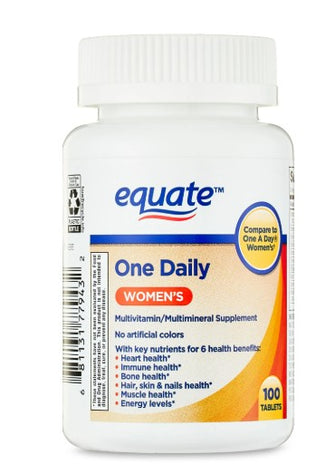 Equate One Daily Women's Multivitamin/Multimineral Supplement Tablets for Women's Health, 100 Count