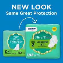 Equate Ultra Thin Pads with Wings, Size 2, Long Super Absorbency, Compare to Always (192 Count)