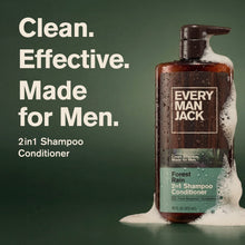 Every Man Jack Forest Rain Daily 2-in-1 Shampoo and Conditioner for Men, Naturally Derived, 16 oz (PACK OF 3 )