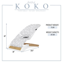 Evolur Koko Portable Infant Bouncer in Light Gray Breathable Fabric
