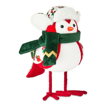 Fabric Bird with Scarf and Hat Christmas Tabletop Decoration, Red/White/Green, 7", by Holiday Time