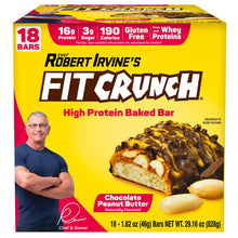 Barras de proteína FITCRUNCH, 16 g de proteína, sabor chocolate y mantequilla de cacahuete, 46 g, paquete de 18 unidades