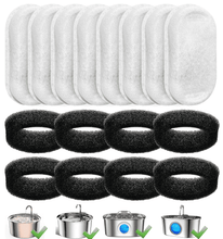 FWMB 16pcs Replacement Cat Water Fountain Filters, Compatiable with FWMB Cat Water Fountain 108oz/3.2L and 135oz/4.0L, 8 Pack Filters & 8 Sponges Foam Filter