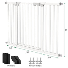 Fenbeli 30"-50" Baby Gates for Doorway, Auto Close Pet Gate, Gifts for Mom, Easy Install Pressure Mounted Dog Door, White