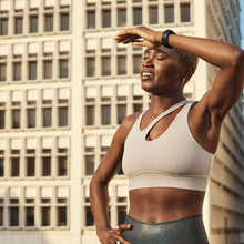 Fitbit Charge 6 Small Fitness Watch, Black Aluminum Case with Obsidian & Frost White Bands