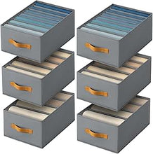 Bolsas plegables para guardar ropa, juego de 4, de polipropileno, color gris, para organizar ropa, edredones y otros artículos en el dormitorio, el armario (7 compartimentos). 