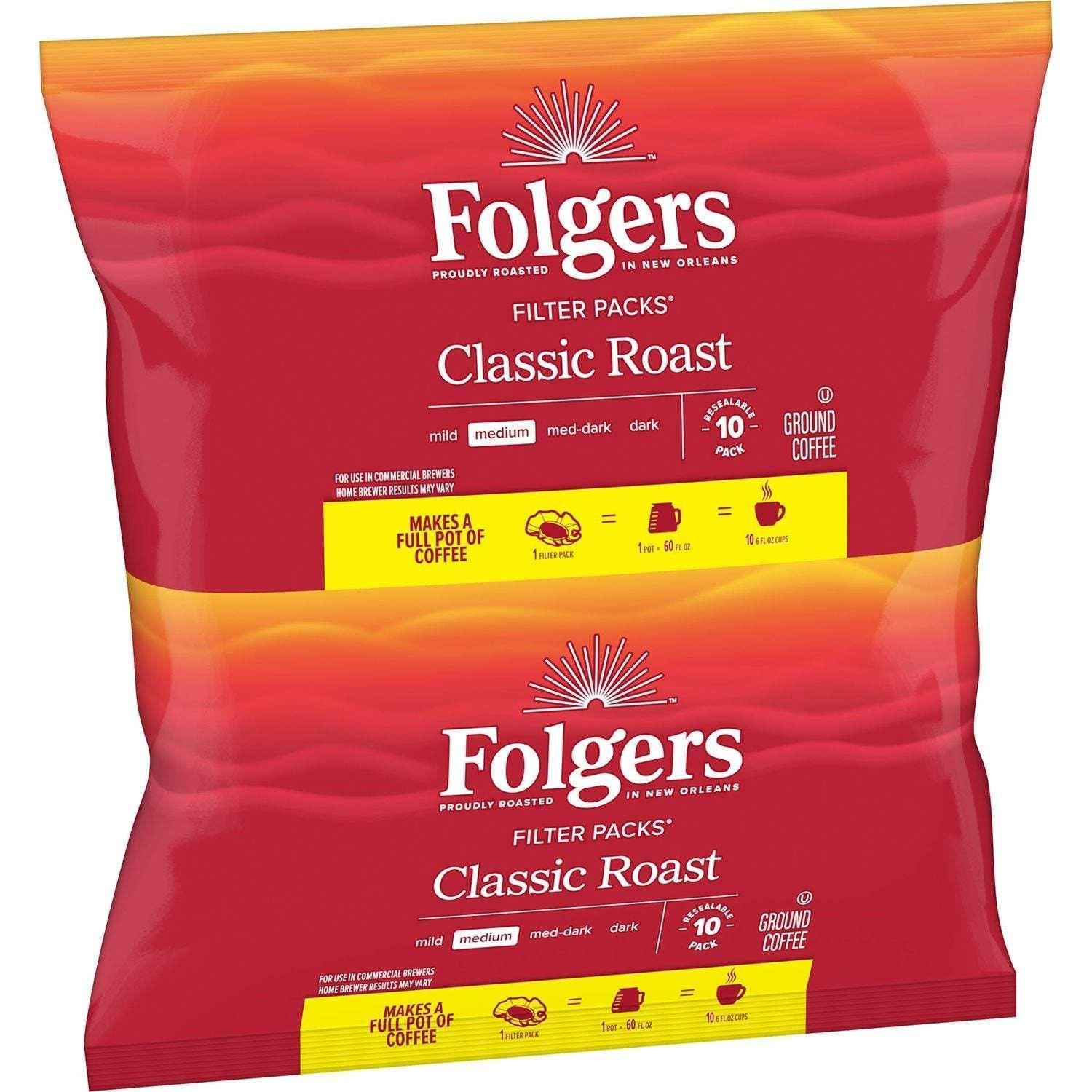 Folgers Classic Roast Ground Coffee, Filter Packs, 0.9 oz., 40 ct ...