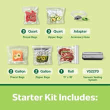 Kit de inicio FoodSaver de 14 piezas con rollo y bolsas para sellar al vacío