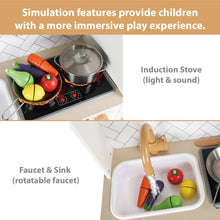 Freniland - 31-Piece Wooden Children's Kitchen Toy Set with Realistic Lights and Sound Effects — Interactive cooking toys designed for Kids Ages 3+ (Set of 31)