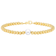 Pulsera de perlas cultivadas de agua dulce de 7,5-8 mm con cierre de oro amarillo de 14 quilates 
