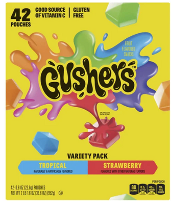 Fruit Gushers Fruit Flavored Snacks, Variety Pack, 0.8 oz, 42-Count
