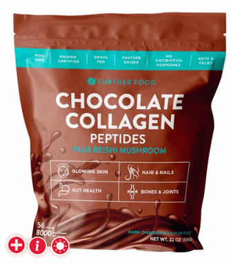 Further Food Grass-Fed Collagen Peptides Powder Plus Mushroom, Chocolate, 56 Servings