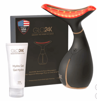 GLO24k Skin Rejuvenation Device for Face & Neck + 1.7 fl oz Conductive Hydra Gel