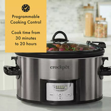 Crock-Pot 7qt Cook & Carry Programmable Easy-Clean Slow Cooker Stainless Steel: 3 Settings, Dishwasher-Safe Parts