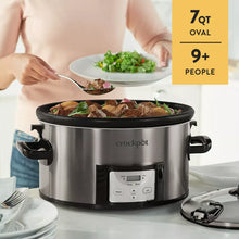 Crock-Pot 7qt Cook & Carry Programmable Easy-Clean Slow Cooker Stainless Steel: 3 Settings, Dishwasher-Safe Parts