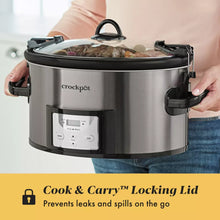 Crock-Pot 7qt Cook & Carry Programmable Easy-Clean Slow Cooker Stainless Steel: 3 Settings, Dishwasher-Safe Parts