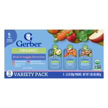 Gerber Organic Stage 2 Baby Food Puree, Variety Pack, Fruit & Veggies, 3.5 oz Pouches (9 Pack)